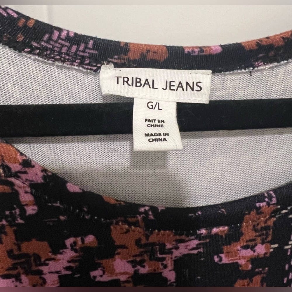 Tribal Jeans Gorgeous Plaid & Herringbone Patchwork Design Dress Size Large 💜🧡 - Picture 5 of 10